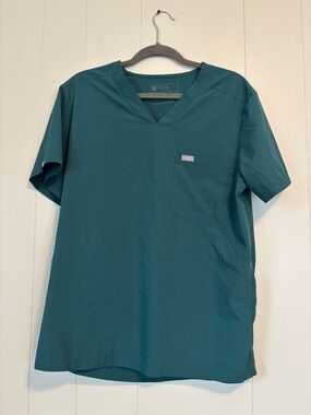 FIGS Chisec Scrub Top Men’s Medium Caribbean Blue Teal Medical V Neck Pocket